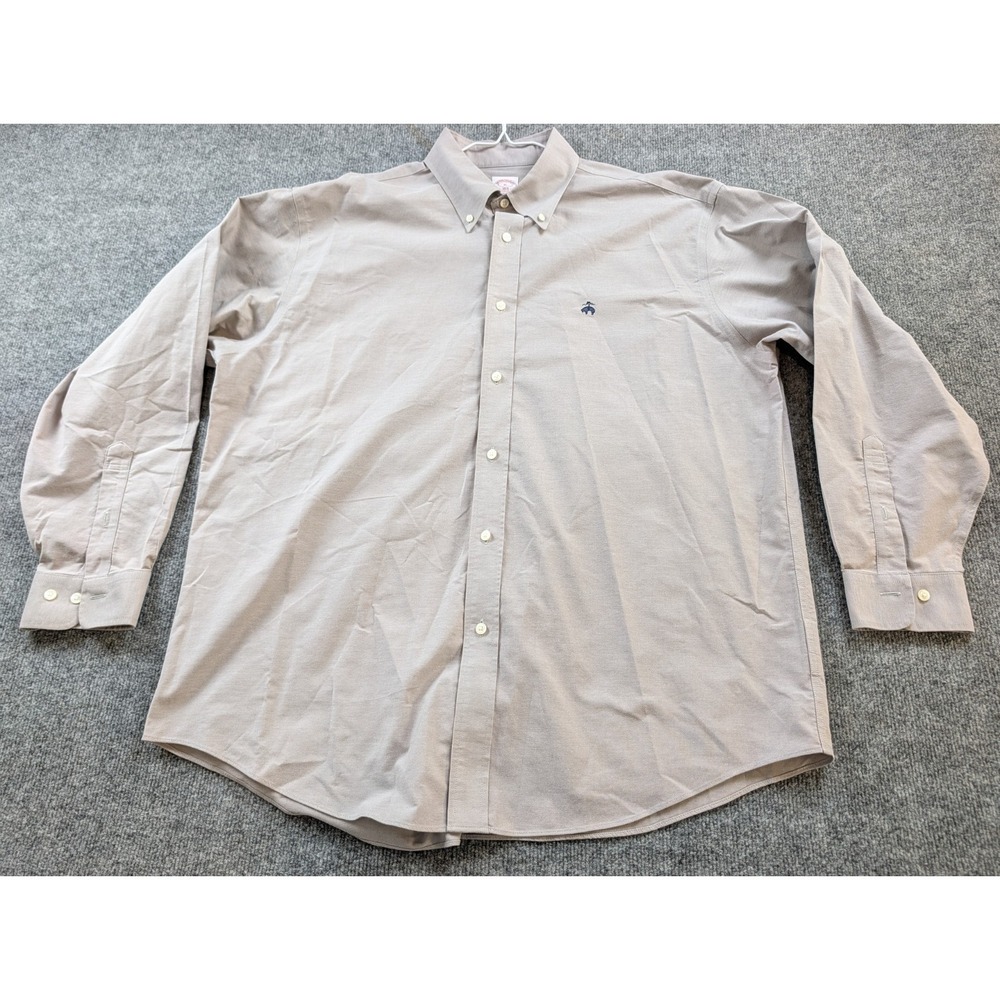 Brooks Brothers 1818 Madison Fit Shirt XL Grey Non-Iron Stretch Cotton Blend L/S